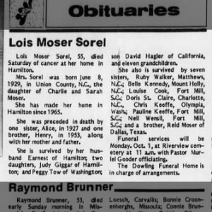 Obituary for Lois Moser Sorel